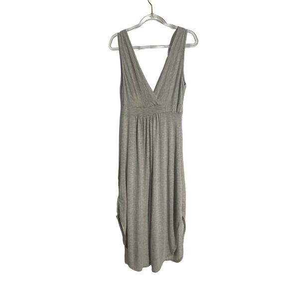 Roller Coaster Striped V-neck Maxi Dress Size Large NEW (flaw) Grey White - Picture 7 of 7